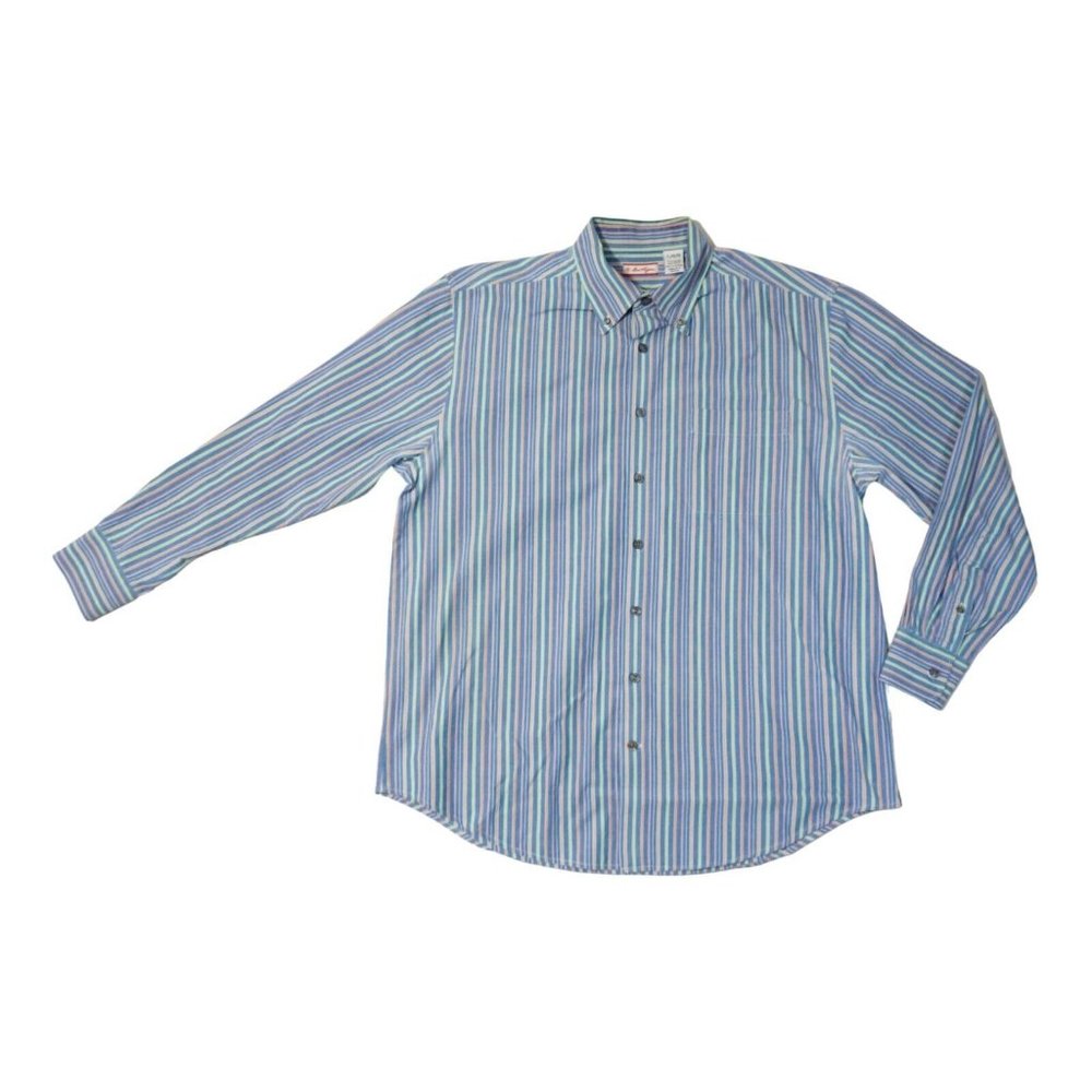 Ben Hogan‎ Mens Shirt  Large Blue Striped Button Up Long Sleeve Casual